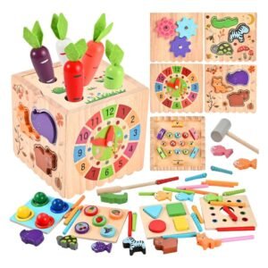 Cubo Montessori De Madera Juguete 15 Cm