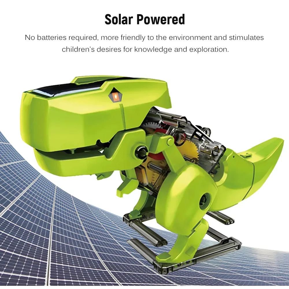 Dinosaurio Robot Solar 3 En 1 Articulado Verde Juguete - Image 3