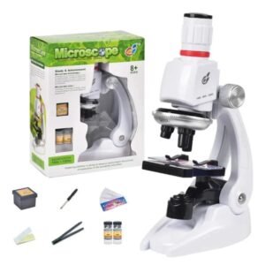 Microscopio Verde Didáctico 1200x Monocular 3 Objetivos