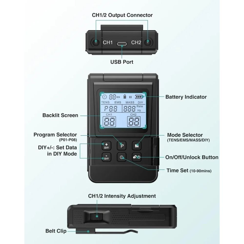 Nursal Estimulador Muscular 4 En 1 - 25 Modos Recargable - Image 2